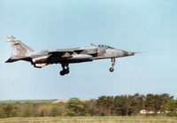 XZ356 @ EGQS - Another view of Jaguar GR.1A, callsign Boxer 7, on finals to Runway 05 at RAF Lossiemouth in the Summer of 1997. - by Peter Nicholson