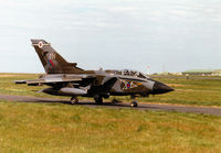 ZA475 @ EGQS - Tornado GR.1, callsign Jackal 3, of 12 Squadron taxying to Runway 05 at RAF Lossiemouth in the Summer of 1997. - by Peter Nicholson