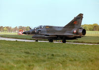 372 @ EGQS - French Air Force Mirage 2000N of EC 02.004 taxying to Runway 05 at RAF Lossiemouth in the Summer of 1997. - by Peter Nicholson