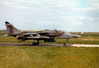 XZ396 @ EGQS - Jaguar GR.1A, callsign Blackcat 1, of 6 Squadron at RAF Coltishall taxying to Runway 05 at RAF Lossiemouth in the Summer of 1997. - by Peter Nicholson