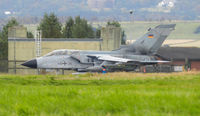 46 36 @ EGQL - JBG-32 Tornado ECR Taxiing out for an afternoon joint warrior SEAD Mission carrying 2x 330gal wing tanks,1x BOZ-101 chaff/flare pod,1xCerebrus III ECM pod
1x AIM-9L Sidewinder (AR),1x AGM-88 HARM practice round,1x IRIS-T AAM - by Mike stanners