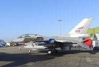 305 @ EGQL - A Bodo based 132 Wing F-16B in the static display at Leuchars airshow 2012 - by Mike stanners