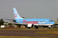 G-THOE @ EGHH - Thomsonfly, taxiing out. - by Howard J Curtis