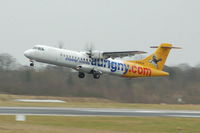 G-BWDB @ EGCC - Aurigny ATR taking off from Manchester Airport - by David Burrell