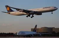 D-AIGS @ MIA - Lufthansa A340-300 passing company A380 - by Florida Metal