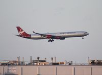 G-VFIT @ MIA - Dancing Queen Virgin Atlantic A340-600 landing on Rwy 12 - by Florida Metal