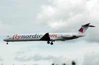 SE-RFB @ ESSA - Flynordic MD-82 approaching Stockholm Arlanda airport. - by Henk van Capelle