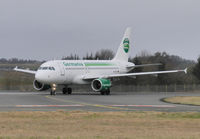 D-ASTY @ EGPH - Germania A319 Turns off runway 24 at bravo 1 on a six nations rugby charter flight - by Mike stanners
