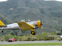 N4995C @ SZP - 1949 North American T-6G TEXAN 'Thirsty Girl', P&W R-1340 Wasp 600 Hp, 1949 Factory remanufacture, takeoff climb Rwy 22 - by Doug Robertson