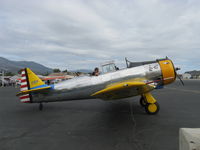 N4995C @ SZP - 1949 North American T-6G TEXAN 'Thirsty Girl', P&W R-1830 Wasp 600 Hp, 1949 Factory remanufacture, refueling the 'Thirsty Girl' - by Doug Robertson