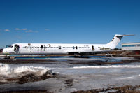 SE-RDR @ ESSP - MD-82 in derelict state at Norrköping Kungsängen airport, Sweden. It is being used as a source for spares and to be scrapped. - by Henk van Capelle