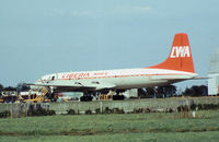 OO-YCH @ STN - Britannia 253 of Liberia World as seen at Stansted in the Summer of 1977. - by Peter Nicholson