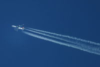 D-AIMC @ EGCC - Lufthansa A380 high over Manchester airport - by Chris Hall