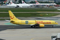 D-AHFI @ EDDF - TUIfly Boeing B737-8K5 Hanover 96 soccer club sticker taxi in EDDF/FRA - by Janos Palvoelgyi