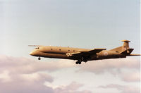 XV247 @ EGQK - Nimrod MR.2 of the Kinloss Maritime Wing on final approach home in September 1990. - by Peter Nicholson