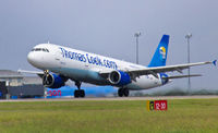 G-OMYJ @ EGFF - Thomas Cook Airbus A321, cs Kestrel 7924, departing to Dalaman. - by Derek Flewin