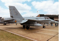 C15-21 @ MHZ - EF-18A Hornet, callsign AME 1505, of the Spanish Air Force's Ala 15 on display at the 1997 RAF Mildenhall Air Fete. - by Peter Nicholson