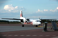 SE-LEA @ ESOK - Skyways Fokker 50 in the evening light at Karlstad Airport, Sweden. - by Henk van Capelle