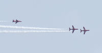 XX322 - Red Arrows displaying at the Wales National Airshow Swansea. Display led by, Red 1, Sqn Ldr Turner (The Boss) in XX322. Images taken from over a mile away from the flight line. - by Derek Flewin