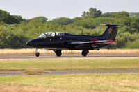 G-BYCT @ EGFH - Red Star Rebel 'Rebel 2' departing Runway 22 for RIAT 2013. - by Roger Winser