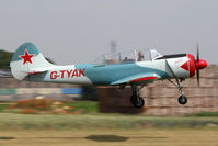 G-TYAK @ EGBR - Bacau Yak-52 at The Real Aeroplane Company's Wings & Wheels Fly-In, Breighton Airfield, July 2013. - by Malcolm Clarke