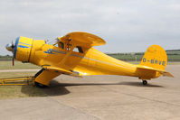 G-BRVE @ EGSU - Beech D17S Staggerwing, Duxford Airfield, July 2013. - by Malcolm Clarke