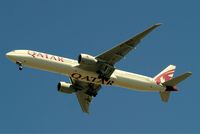A7-BAA @ EGLL - Boeing 777-3DZER [36009] (Qatar Airways) Home~G 23/07/2012. On approach 27R. - by Ray Barber