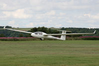 G-CFXM @ X5SB - Schempp-Hirth Discus BT being launched for a cross country flight during The Northern Regional Gliding Competition, Sutton Bank, North Yorks, August 2nd 2013. - by Malcolm Clarke