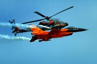 J-015 @ EGVA - The Dutch Air Force F16 display aircraft escorting their Apache demonstrator! - by glider