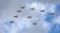 G-AOBX @ X1WP - 45. G-AOBX leading the Tiger 9 Formation Display Team at The 28th. International Moth Rally at Woburn Abbey, Aug. 2013. - by Eric.Fishwick