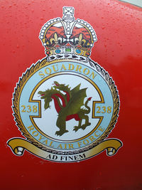 XW434 @ EGBO - 238 Sqn badge on the nose of Halfpenny Green's new gate guard - by Chris Hall