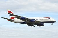 G-XLEA @ EGLL - British Airways first A380 at Heathrow - by Terry Fletcher