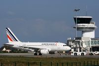 F-GUGA @ LFRB - Airbus A318-111, Push back, Brest-Bretagne Airport (LFRB-BES) - by Yves-Q
