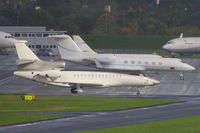 VP-BSQ @ EGLF - parked behind Roman Abramovich's Falcon 7X - by Chris Hall