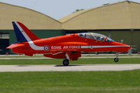 XX263 @ LFMY - Red Arrow Hawker Siddeley Hawk T.1A (XX263), Take off Rwy 34, Salon De Provence Air Base 701 (LFMY) - by Yves-Q