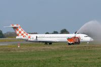 EC-LPM @ LFRB - Boeing 717-2BL, Taxiing to boarding area, Brest-Bretagne Airport (LFRB-BES) - by Yves-Q
