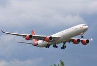 G-VMEG @ EGLL - On approach to 27R - by John Coates