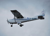 G-DUNK @ EGTU - Reims Cessna 172M Skyhawk landing at Dunkeswell. Ex N90SA - by moxy