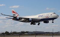 G-CIVL @ MIA - British One World 747-400 - by Florida Metal