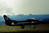 MM6248 - G-91PAN number 12 of the Italian Air Force's Frecce Tricolori display team in action at the 1976 Intnl Air Tattoo at RAF Greenham Common. - by Peter Nicholson