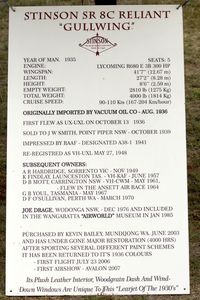 VH-UXL @ YTEM - History of the 1936 Stinson Sr8C Reliant Gullwing - by Terry Fletcher