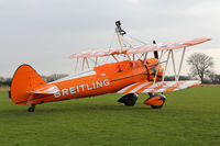 N74189 @ X5FB - The Breitling Teams Boeing PT-17 overnighting at Fishburn prior to their first UK performance in 2014 at Littlehavens Promenade & Seawall opening celebrations, South Shields. April 5th 2014. - by Malcolm Clarke