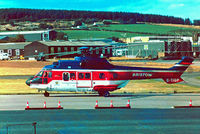 G-TIGP @ EGPD - Aerospatiale SA.332L Super Puma [2064] (Bristow Helicopters Ltd) Aberdeen-(Dyce)~G 20/09/1983. Taken from a slide. - by Ray Barber