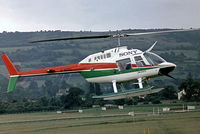 G-NOEL @ EGBC - Agusta-Bell AB.206B Jet Ranger II [8435] Cheltenham Racecourse~G 30/05/1981. Seen here being flown  by Noel Edmunds at this fun day. Taken from a slide. - by Ray Barber