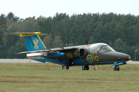 60096 @ ESDF - Saab Sk60A trainer of Team 60 of the Swedish Air Force taxying in after a display. Ronneby Air Base, 2004. - by Henk van Capelle