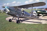 G-ABVE @ EGTO - Taken at Rochester during a Tiger Club Air Show September 1963. It was 'dressed' as a German aircraft for a dog fight demonstration with G-ACDC which was crashed before it could take place. Taken on pre-release Ilford colour fim on a Voightlander Bessa. - by Martin Coull