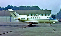 OO-SKJ @ EBAW - Hawker Siddeley HS.125-1B/522 [25089] (Sotramat) Antwerp-Deurne~OO 14/08/1977. From a slide. - by Ray Barber