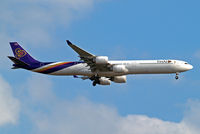 HS-TNC @ EGLL - Airbus A340-642 [689] (Thai Airways) Home~G 15/07/2014. On approach 27L. - by Ray Barber