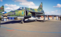 37976 @ EGVA - Saab AJSF-37 Viggen [37976] (Swedish Air Force) RAF Fairford~G 22/07/1995 - by Ray Barber