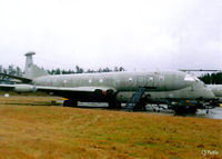 XV247 @ EGQK - Scanned from print - Mighty Hunter Nimrod MR.2 XV247 in storage at RAF Kinloss Feb '96 - its next duty was to be used in the ill-fated MR.4A programme. - by Clive Pattle